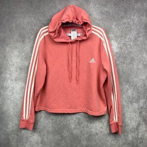 Adidas Hoodie Sweatshirt Womens XL Pink/Coral 3 Stripe Workout Gym Outdoors